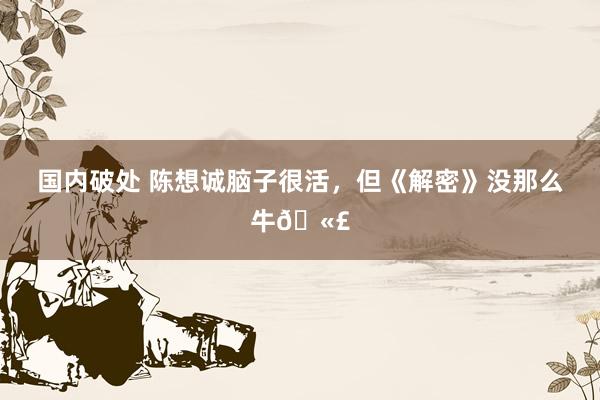 国内破处 陈想诚脑子很活,但《解密》没那么牛?