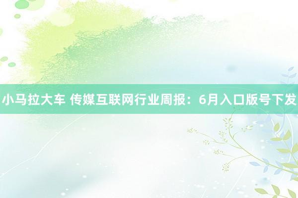 小马拉大车 传媒互联网行业周报:6月入口版号下发