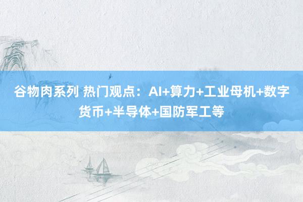 谷物肉系列 热门观点：AI+算力+工业母机+数字货币+半导体+国防军工等