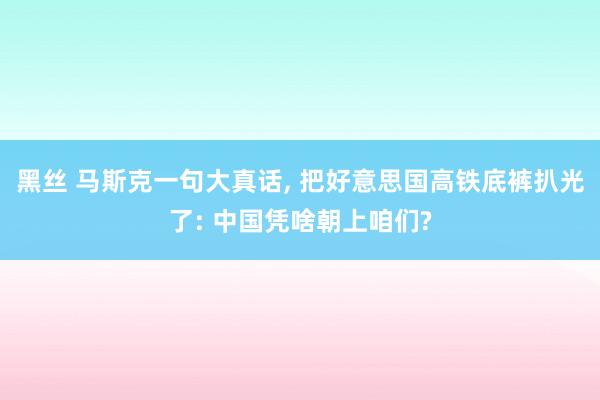 黑丝 马斯克一句大真话， 把好意思国高铁底裤扒光了: 中国凭啥朝上咱们?