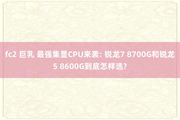 fc2 巨乳 最强集显CPU来袭: 锐龙7 8700G和锐龙5 8600G到底怎样选?