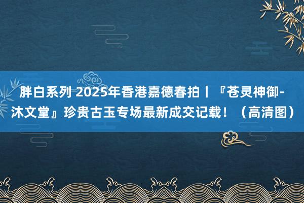 胖白系列 2025年香港嘉德春拍丨『苍灵神御-沐文堂』珍贵古玉专场最新成交记载！（高清图）