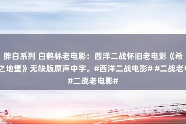 胖白系列 白鹤林老电影：西洋二战怀旧老电影《希特勒之地堡》无缺版原声中字。#西洋二战电影# #二战老电影#
